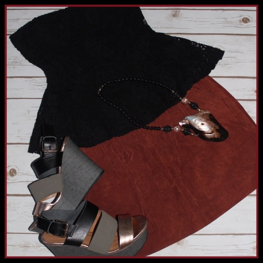 Suede Rust Mini Skirt